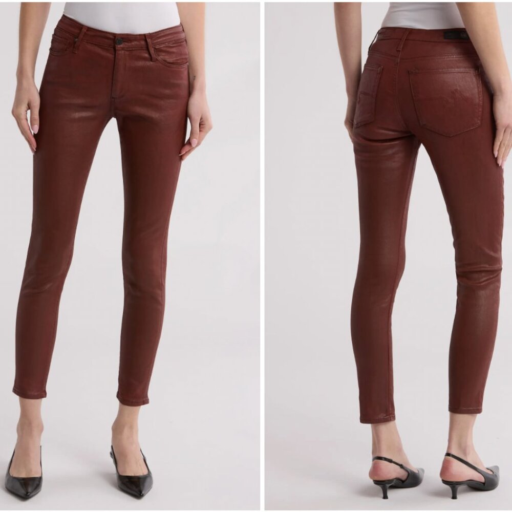 NEW AG Adriano Goldschmied Farrah High Waist Ankle Skinny Coated Jeans